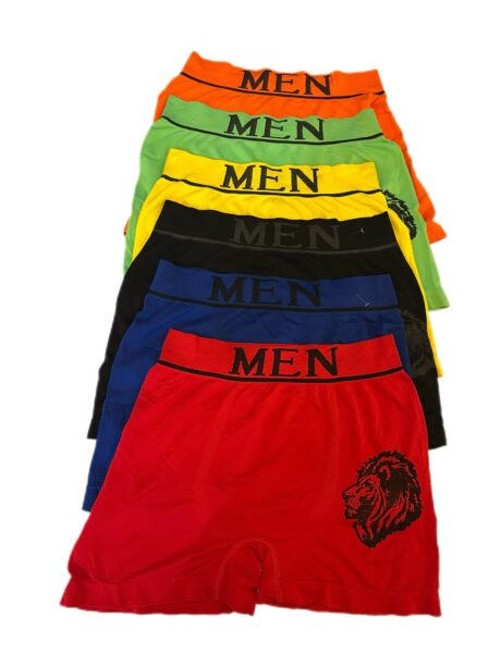 9113 (6 pieces) Men's Seamless Boxer Brief Stretchable Underwear 6-PCs Set, Assorted Colors