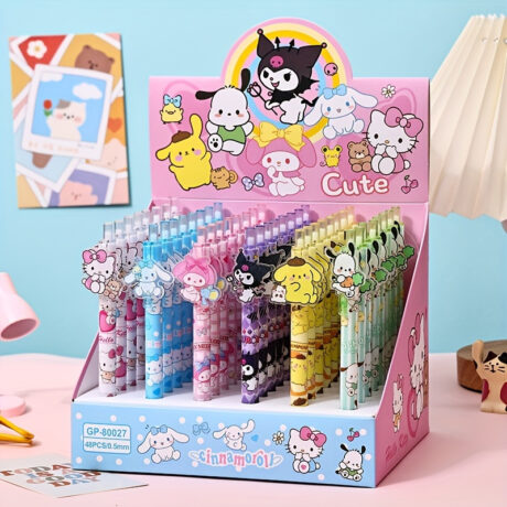 48pcs Sanrio Gel Pen Set - Hello Kitty, Kuromi & More - Retractable Medium Point Acrylic Pens for Office and School Supplies Pens For Writing Gel Pens