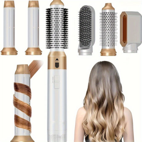 Professional 5-in-1 Hair Brush with High-Speed Negative Ion Hair Dryer - 110, 000 RPM for Fast Drying, Curling, Volumizing, Straightening, Wavy Styling - Salon Quality Multipurpose Hair Tool