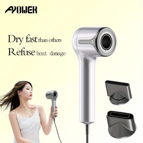 A Power High-Speed Lonic Hair Dryer, Professional Blow Dryer With Diffuser, 110, 000 Rpm For Fast Drying, Tempsu002F3 Speeds, Thermo-Control, Ideal For Women, Home And Travel
