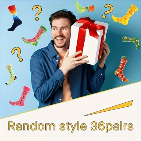 36 Pairs Vibrant Colorful Men's Fashion Crew Socks - Soft Cotton, Novelty Designs, Funny Patterns, Casual Wear, Gift Idea for Friends and Family - US 7.5-12 Shoe Size