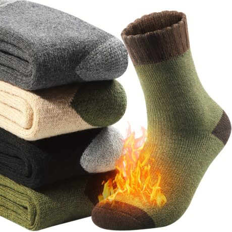 4 Pairs of Ultra-Soft Merino Wool Socks - Men's Thick Warm Winter Thermal Hiking Socks for Cozy Comfort