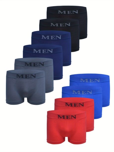 10 Pieces High-Elasticity Seamless Underwear for Men - Ultra Comfortable, Breathable, Soft, and Gentle on Skin - Mid-Waist Sports Pants with Flat Four Corner Design for Casual Youth