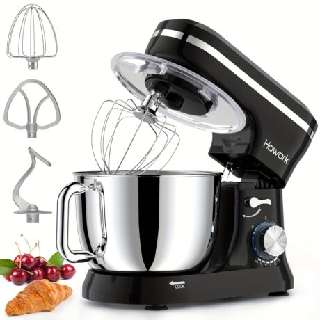 6.5 QT HOWORK Electric Stand Mixer - Powerful 660W 10-Speed Kitchen Workhorse with Dough Hook, Beater, Whisk Attachments - Perfect for Most Home Cooks and Bakers, Black Color